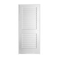 Trimlite 24"x80"x13/8" Primed Plantation Louver Interior Shaker 49/16" LH Prehung Door Black Hinges 2068pri8730LH1D4916